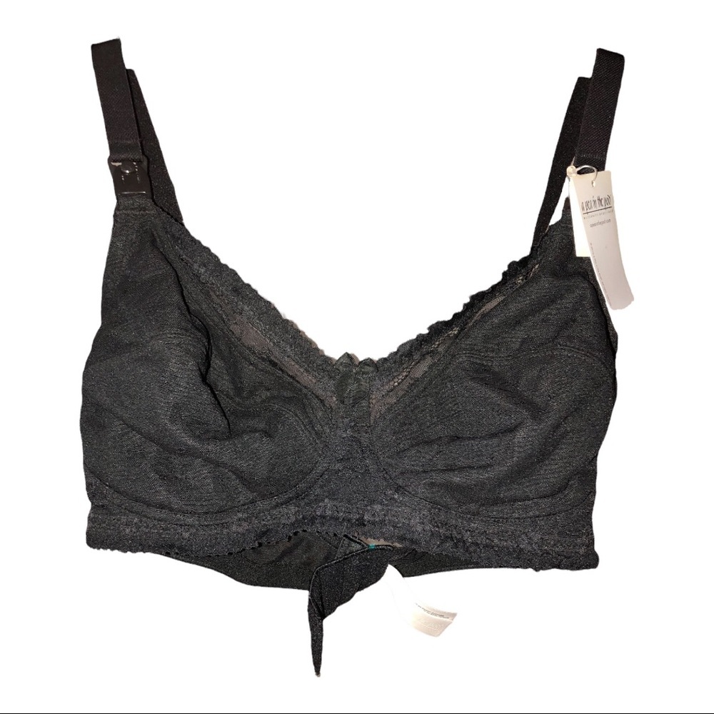 Pea in the pod black lacey lace nursing bra- size 34D new‎